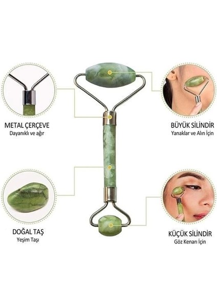 Bfs 2li Set Çift Taraflı Cilt Temizleme Fırçası ve Yeşim Taşı Çift Taraflı Cilt Masaj Aleti fırsatları