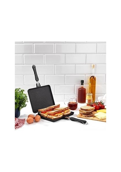 Tastemake Döküm Ocak Üstü Tost Izgara 20X26 Cm-2 Parça
