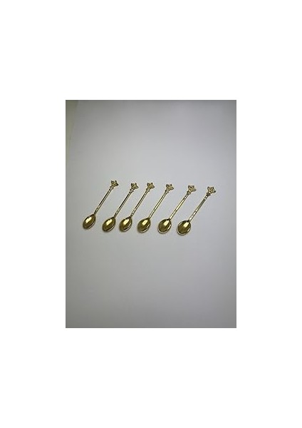 Altın Renkli Çay Kaşığı Seti (6'lı)-Yaprak Desenli