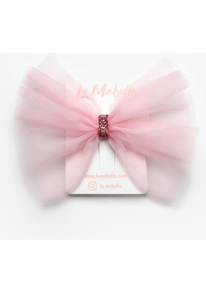 Pembe Simli Bağlamalı Kız Çocuk Tül Klips Toka