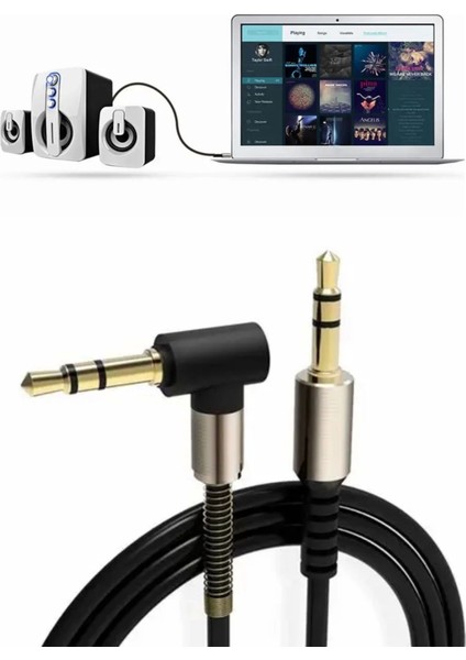 Bfs 3.5mm Aux Kablosu Jak Erkek Erkek L Tipi 1 Metre Ses Aktarım Kablosu