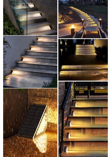 Bfs 8 Adet Üçgen Güneş Enerjisi ile Şarj Olan Dış Mekan Solar Basamak Köşe Lambası