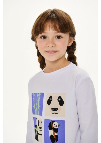 Panda Premium Çocuk Uzun Kollu T-Shirt - Beyaz fiyatları