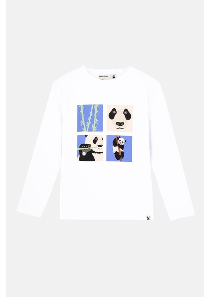 Panda Premium Çocuk Uzun Kollu T-Shirt - Beyaz fırsatları