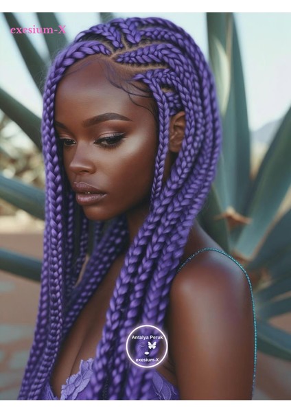 Afrika Örgüsü & Rastaİçin Sentetik Saç 100 gr Mor Purple2