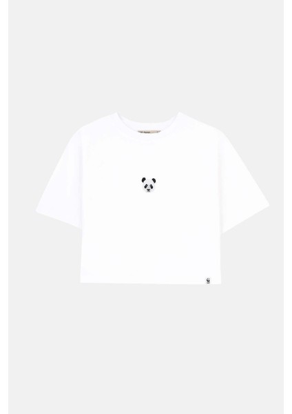 Panda Supreme Crop T-Shirt - Beyaz