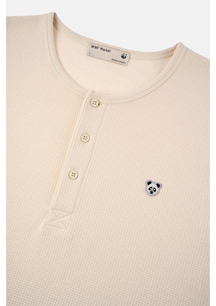 Panda Waffle Uzunkollu T-Shirt - Ekru fiyatları