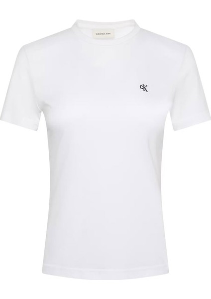Kadın Ss Monogram Crew Logo T-Shirt - Beyaz