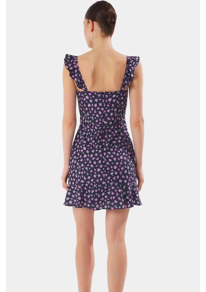 Astarlı Mini Elbise Çiçek Desenli Kare Yaka Rahat Şık Yazlık Özenle Seçilmiş modelleri