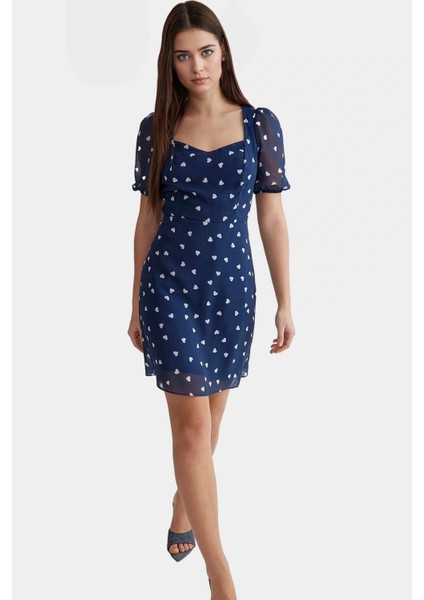 Yazlık Çiçekli Mini Elbise Rahat A Line Şifon Kısa Kollu ve Şık Dayanıklı Malzeme fiyatları