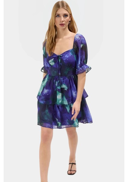 Astarlı Gipeli Mini Elbise Yazlık Çiçekli Dokuma Kumaş Kaliteli Işçilik Özenle Seçilmiş