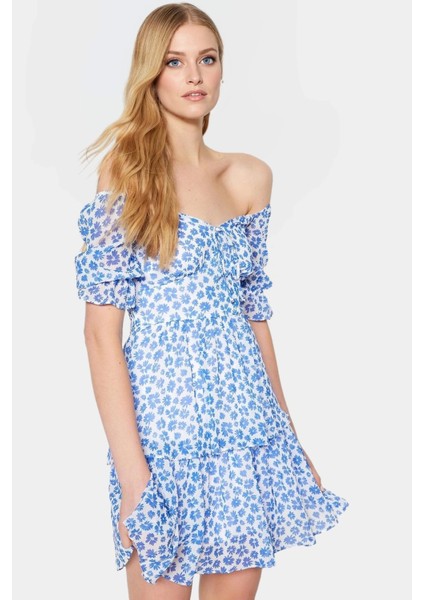 Astarlı Gipeli Mini Elbise Yazlık Çiçekli Dokuma Kumaş Kaliteli Işçilik Özenle Seçilmiş