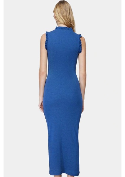 Bodycon Midi Elbise Örme Kumaş Büzgülü Kollar Nefes Alabilir Pamuk Rahat ve Şık Modern Stil modelleri