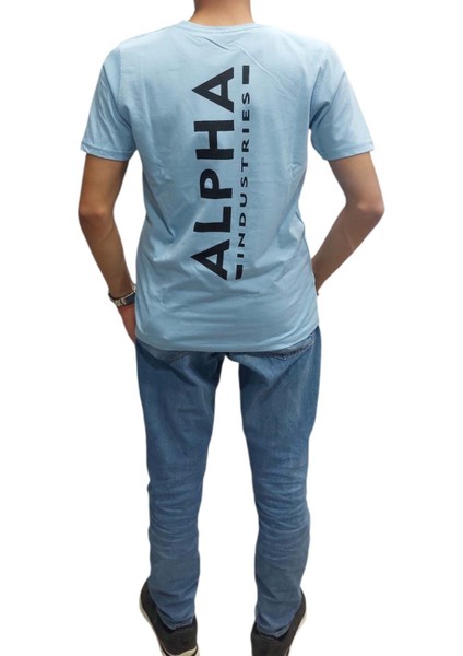 Erkek Yuvarlak Yakalı Yazılı Baskılı Kısa Kollu Mavi Tişört Ety-Alp fiyatları