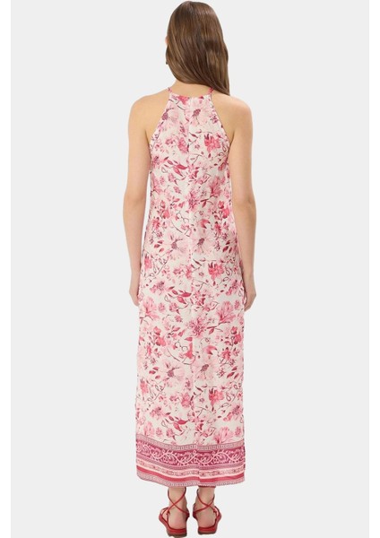 Rahat Viskoz Maxi Elbise Çiçek Desenli A Kesim Halter Yaka Yazlık Seçkin Malzeme fiyatları