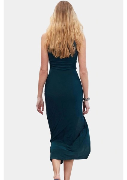 Esnek Maxi Elbise Halter Yaka Örme Kumaş Bodycon Midi Boy Rahat ve Şık Mükemmel Uyum fiyatları