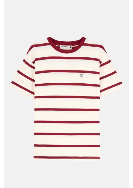 Panda Çizgili T-Shirt - Kırmızı/bej