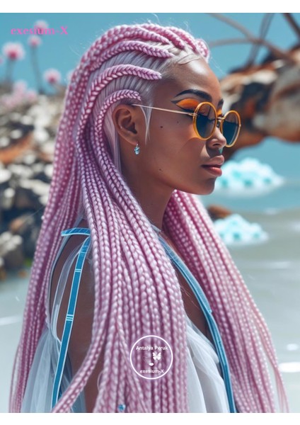 Afrika Örgüsü & Rasta İçin Sentetik Saç 100 gr Pink2