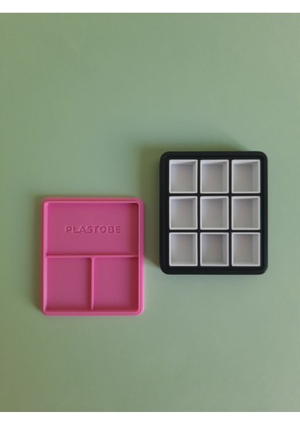 Bombeli Suluboya ve Pigment Half Pan Mini Boya Kutusu 9 Gözlü (Biyoplastik) modelleri