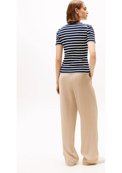 Kadın Slim Cody C-Nk T-Shirt - Lacivert/ekru modelleri