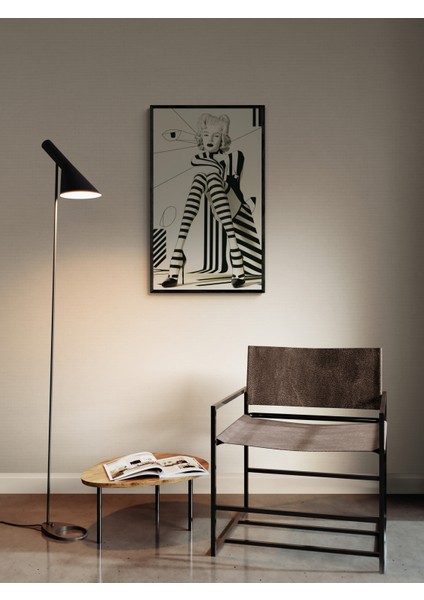 Çerçeveli Tablo Siyah Beyaz Çizgili Vintage Moda