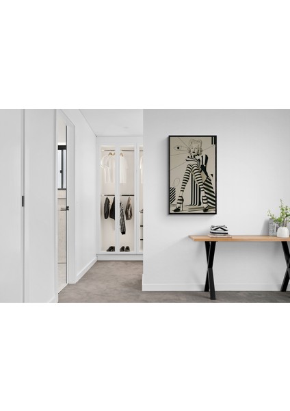 Çerçeveli Tablo Siyah Beyaz Çizgili Vintage Moda fiyatları