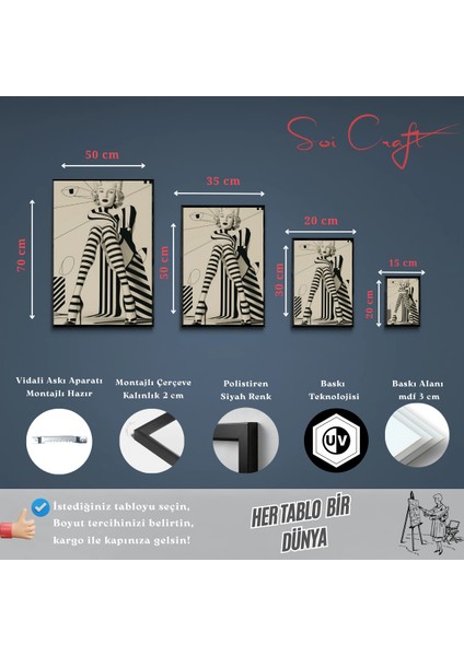 Çerçeveli Tablo Siyah Beyaz Çizgili Vintage Moda modelleri