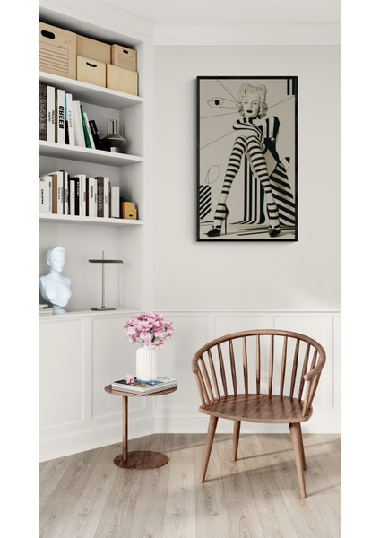 Çerçeveli Tablo Siyah Beyaz Çizgili Vintage Moda fırsatları