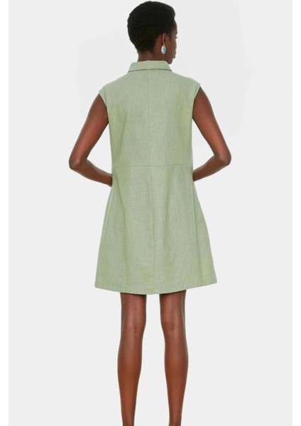 Pamuklu Dokuma Mini Elbise Gömlek Yaka Shift Kalıp Yazlık Profesyonel Görünüm Trend Tasarım modelleri