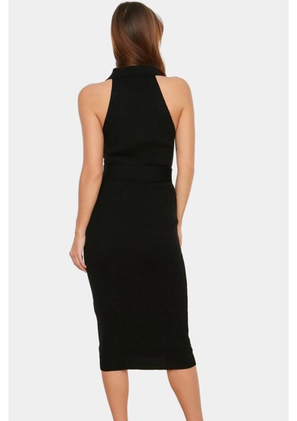 Yazlık Akrilik Midi Elbise Bodycon Kesim Polo Yaka Kemerli Konforlu Kaliteli Işçilik modelleri