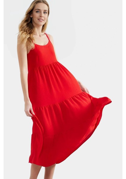 Yazlık Kolsuz Midi Elbise Rahat Skater Kalıp Nefes Alan Polyester Kumaş Zarifane Tasarım fiyatları