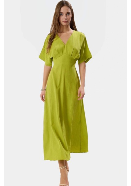 Dokuma Polyester Maxi Elbise A Kesim V Yaka Rahat Yazlık Günlük Kullanım Için Yüksek Kalite modelleri