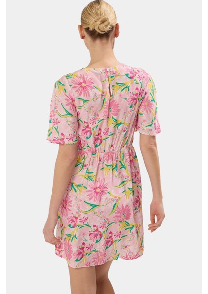 A Kesim Kısa Kollu Mini Elbise Tropikal Desenli Viskoz Kumaş Mükemmel Uyum Uzun Ömürlü fiyatları
