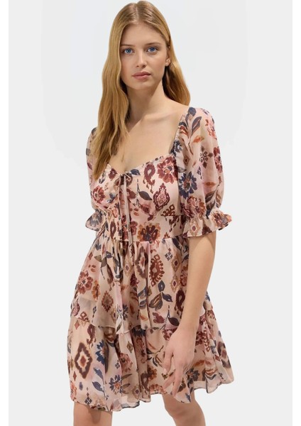 Astarlı Gipeli Mini Elbise Yazlık Çiçekli Dokuma Kumaş Kaliteli Işçilik Özenle Seçilmiş fiyatları