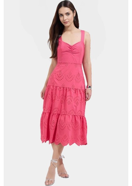 Kolsuz Brode Dokuma Elbise Midi Boy Skater Rahat Yazlık ve Şık Yüksek Kalite