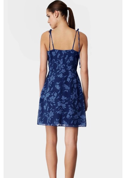 Rahat Astarlı Şifon Elbise Mini Boy A Line Çiçek Desen Günlük Kullanım Için Seçkin Malzeme modelleri