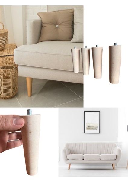 Ham 15 cm Ahşap Mobilya Ayağı – 4 Adet (Puf, Berjer, Tv Ünitesi, Sehpa, Komodin Için – Bağlantı Aparatları ve Vidalar Dahil) fiyatları