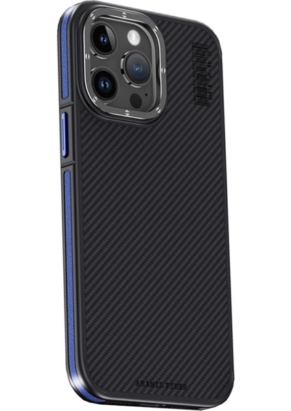 Iphone 15 Pro Max Kılıf Aramid 600D Kevlar Karbon Fiber Magsafe Kapak - Lacivert Ynsmr