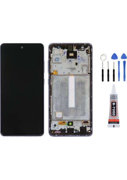 Samsung A52 A525F Çıtalı Siyah Uyumlu Ekran LCD Dokunmatik Tamir Seti Hediyeli