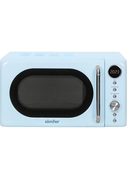 SK-4606 Solo Mikrodalga Fırın 20 L Retro Mavi Dijital Saat