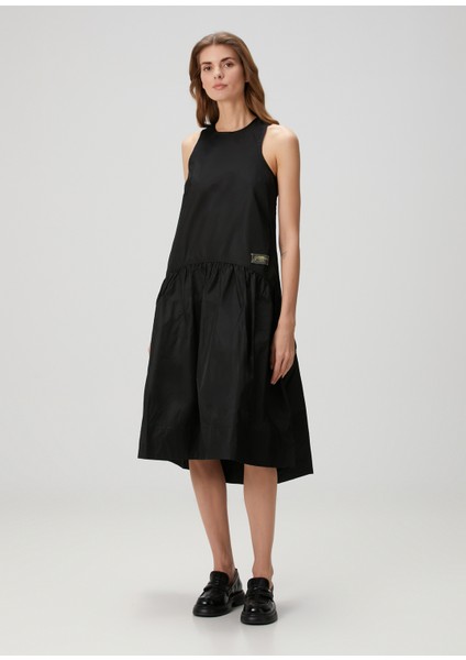 Duchesse Siyah Midi Elbise