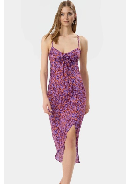 Yazlık Kolsuz Çiçek Desenli A Line Midi Elbise Shally Dokuma Viskoz Uzun Ömürlü fiyatları