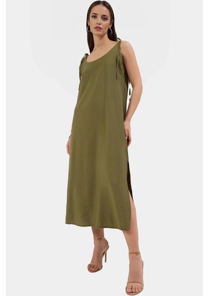 Askılı Midi Elbise Nefes Alan Polyester Kumaş Şık Shift Kesim Günlük Tarz Profesyonel Görünüm fiyatları