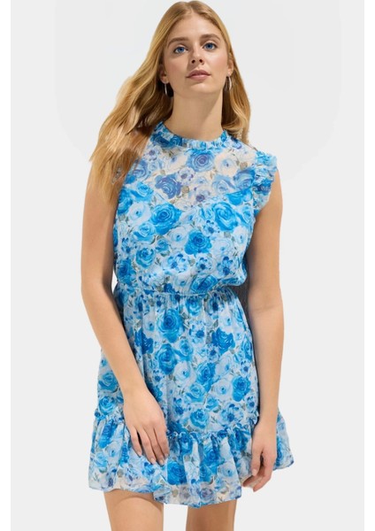 Astarlı Dik Yaka Mini Elbise Polyester Dokuma Kumaş Yüksek Kalite Seçkin Malzeme Şık Görünüm fiyatları
