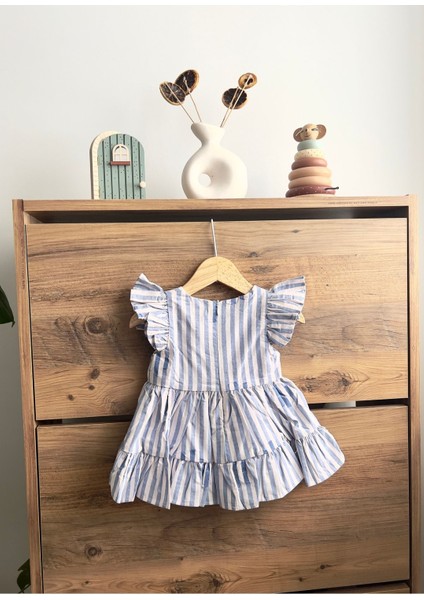 Bebitoo Kız Bebek Mavi Çizgili Elbise