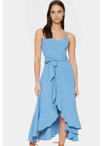 Polyester A Line Maxi Elbise Kolsuz Kuşak Detaylı Rahat ve Şık Yüksek Kalite Konforlu Kesim modelleri