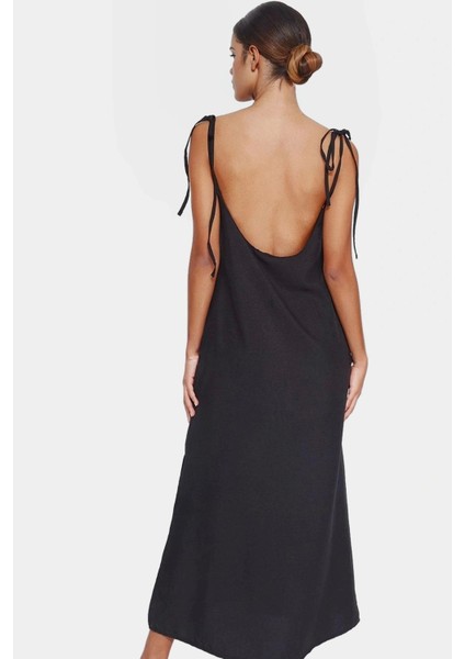 Askılı Midi Elbise Nefes Alan Polyester Kumaş Şık Shift Kesim Günlük Tarz Profesyonel Görünüm modelleri