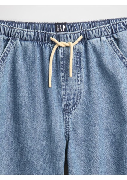 Kız Çocuk Denim Mavi Kids Ultrasoft Kolay Baggy Jean Pantolon
