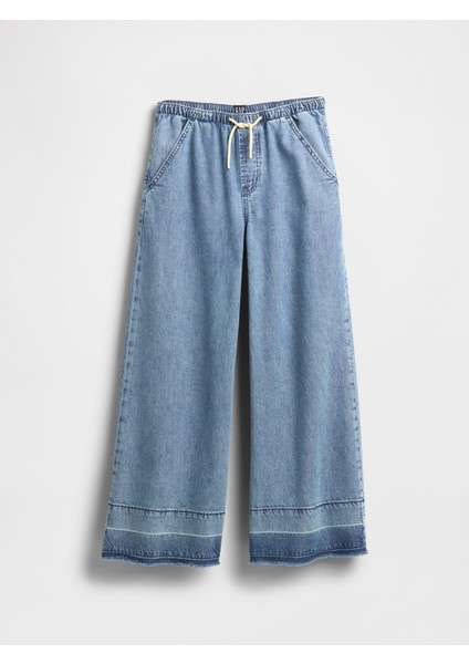 Kız Çocuk Denim Mavi Kids Ultrasoft Kolay Baggy Jean Pantolon