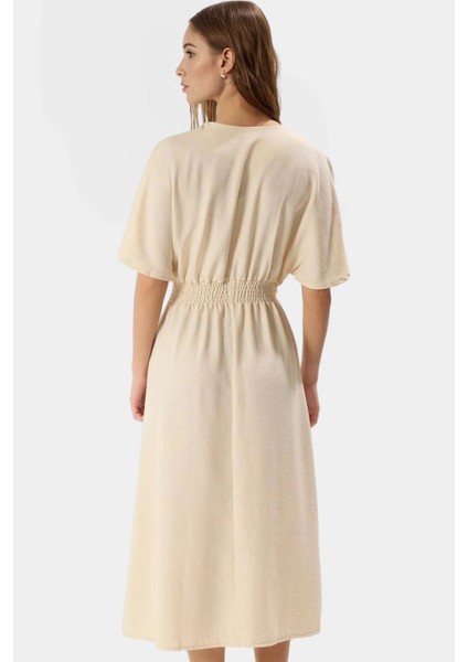 Nefes Alan Polyester Midi Elbise A Kesim V Yaka Kuşak Detayı Özenle Seçilmiş Rahat Kullanım modelleri